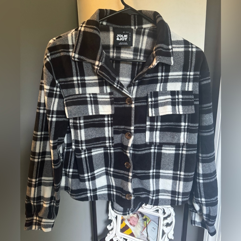 Jolly joy flannel pattern crop sweater